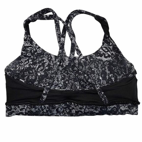 Lululemon Energy Bra Size 6 Medium Support Black White Print Sports Bra - Picture 7 of 9